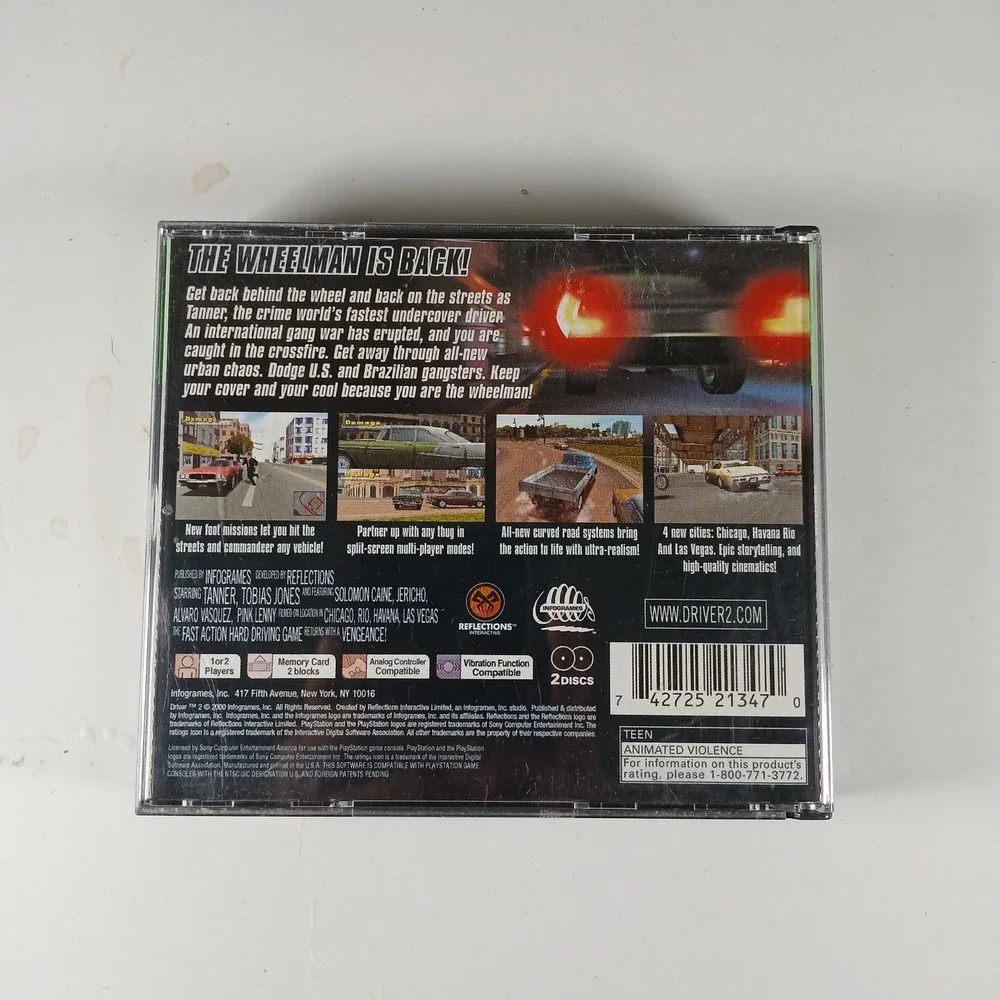 Driver 2 PS1 PlayStation 1 Video Game Greatest Hits 2-Disc Set SLUS-01161GH